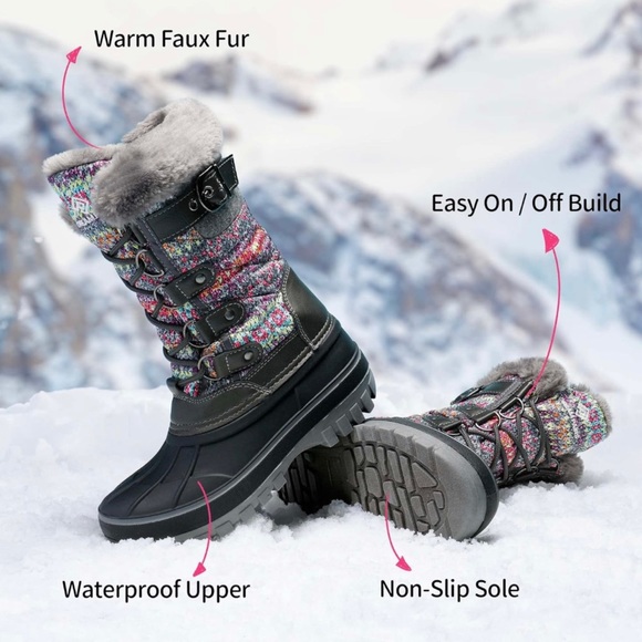 Dream Pairs Girls Insulated Waterproof Snow Winter Boots Size US 2 - Picture 4 of 7